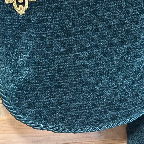 St. John Dark Emerald Green Knit Jacket Gold Tone Embellished Cropped Size 4 Vtg - Picture 6 of 12